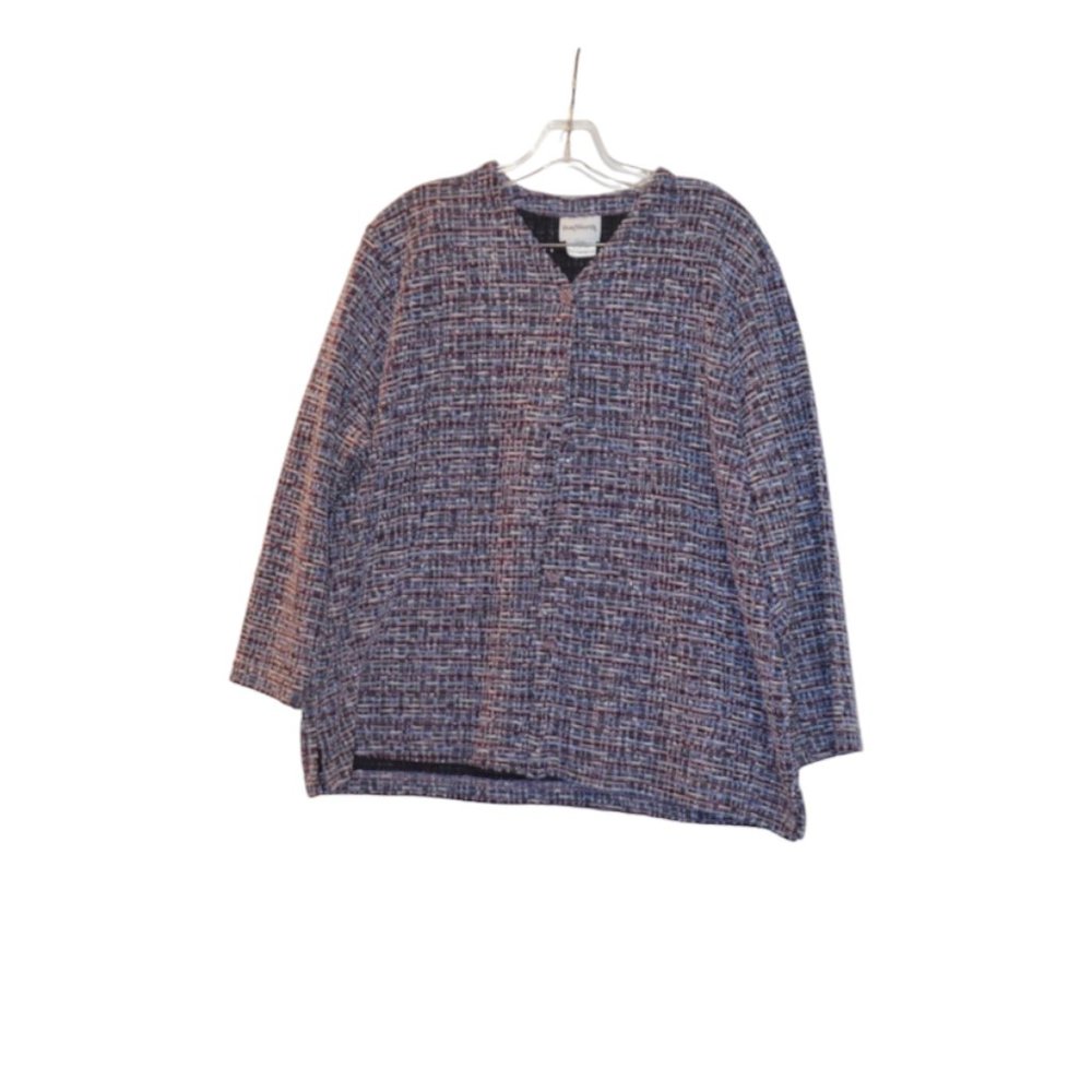 Bon Worth Blazer Knit Long Sleeves Women Purple L Petite